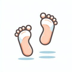 Flat illustration of animal paw, human feet for graphics resource, tracks for tracing, feet face