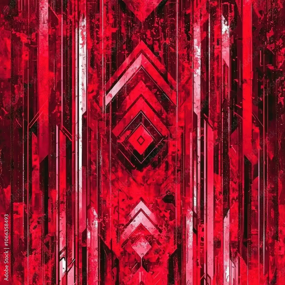 Aufkleber vibrant red abstract background with geometric patterns and textures.