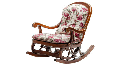 Vintage Rocking Chair with Floral Pattern.