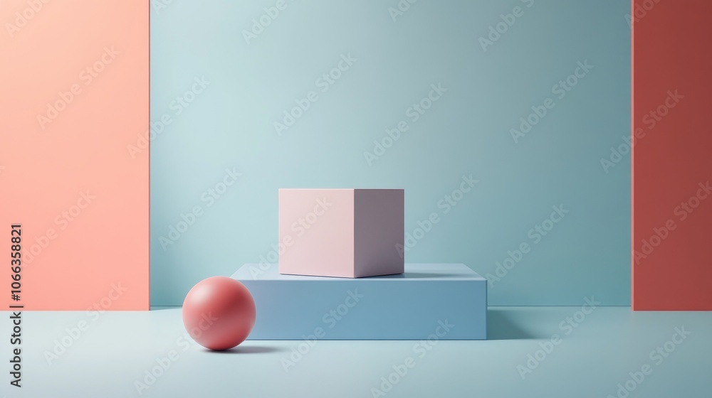 Poster silicon chip featured in a minimalist design showcasing geometric shapes and a modern color palette