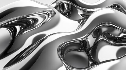 Obraz premium Abstract Shiny Metallic Surface with Wavy and Flowing Lines