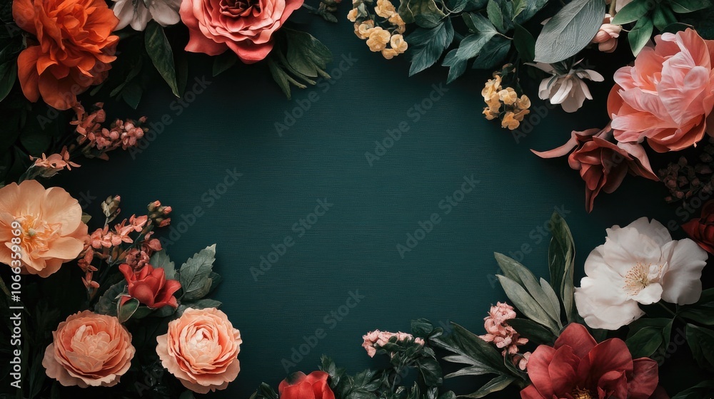 Poster postcard featuring a floral design with an empty space for personal messages