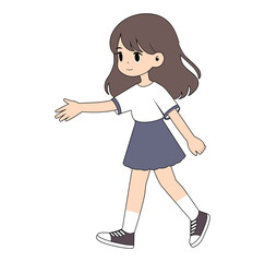 Cartoon Girl Walking Vector Illustration