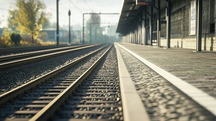 Fototapeta premium deserted 1990s train platform