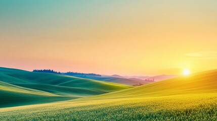 Obraz premium Gentle Sunrise Light Over Rolling Hills