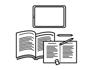 勉強をイメージしたイラスト　線画のみ