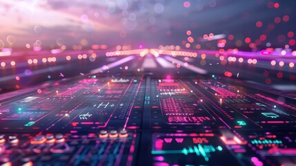 Fototapeta premium The introduction of 5G in aviation has greatly reduced flight delays and cancellations thanks to improved communication with air traffic control and more efficient data transfer.
