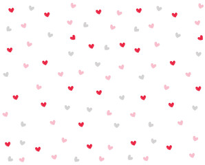 Seamless pattern with hand drawn cute red hearts, Heart vector line drawing pattern, wallpaper or gift wrapping design ,background on Valentine's Day, Doodle red hearts 
