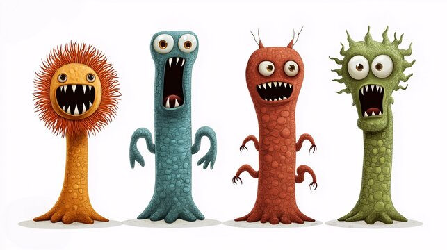 Colorful Cartoon Parasites in Various Forms