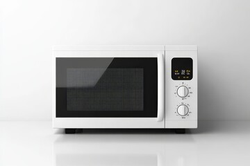 Fototapeta premium Sleek white, gray, and black microwave oven a modern kitchen appliance for quick meal preparation