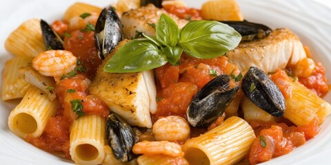 Seafood Pasta with Tomato Sauce.