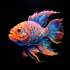 Fototapeta premium fish, epoypropyl uv reactive ink