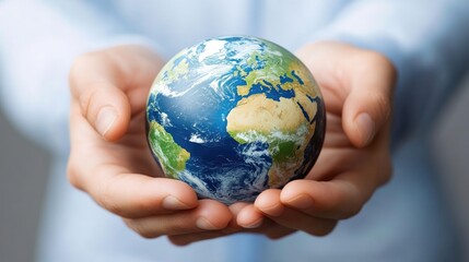 Hands holding the Earth with care and protection,generative ai