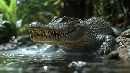 Fototapeta premium close up crocodile in the swamp
