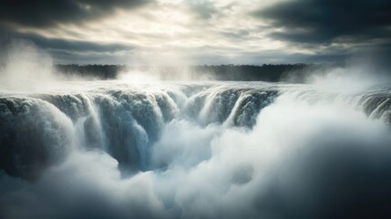 Obraz premium Spectacular perspective of Iguazu Falls recognized as one of the Natural Seven Wonders of the World
