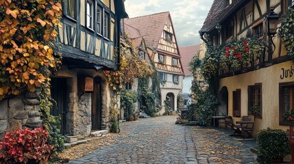 Fototapeta premium Cozy german house. Street in Germany.