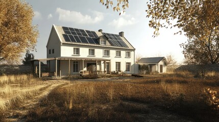 Obraz premium Einfamilienhaus mit Photovoltaikanlage