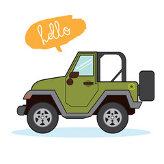 Obraz premium Hand draw cute car element,Cute collection colorful cars isolated on a white background. Icons in hand drawn style for design of children's rooms, clothing, textiles. Vector illustration