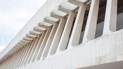 Obraz premium White Futurist Architectural Lines Texture - a sleek and modern visual. The futuristic lines create a sophisticated and dynamic scene.