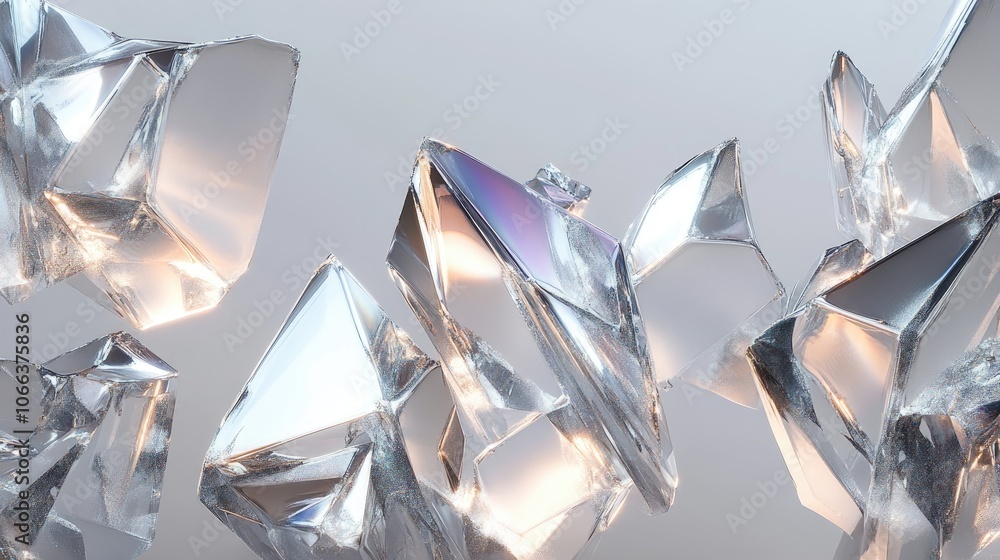 Poster shiny crystal fragments with irregular edges showcasing a pure abstract design