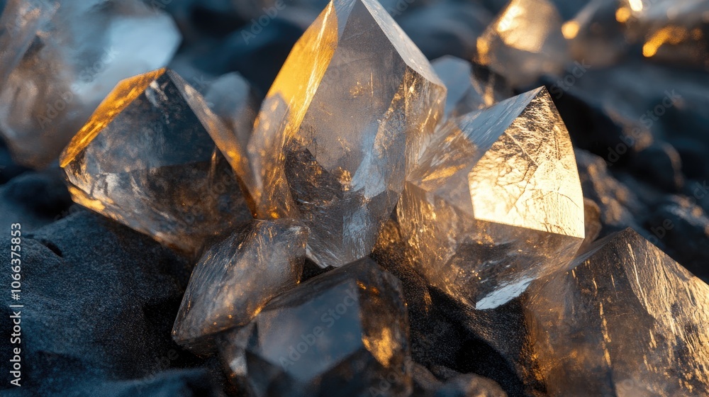 Poster shiny crystal fragments with irregular edges showcasing a pure abstract design