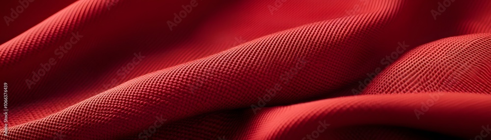 Poster red fabric texture with detailed weave patterns