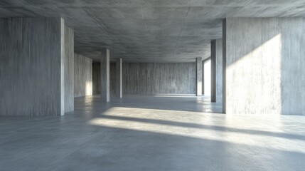 Spacious underground garage featuring a blank room with gray walls