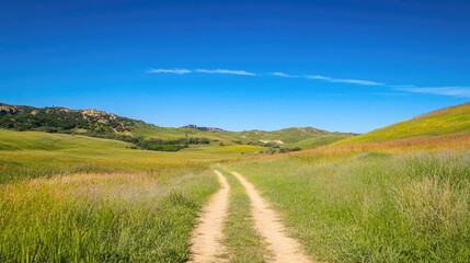 Scenic Trail Under a Clear Blue Sky