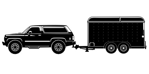 Suv truck with  horse trailer  