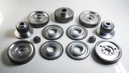 Obraz premium Closeup of nuts, bolts, and gears in a mechanical and industrial setting