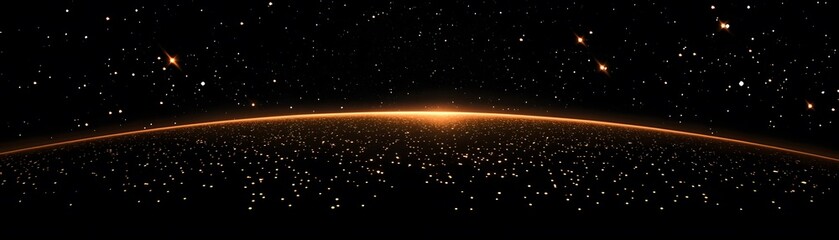 A Celestial Horizon with Scattered Stars and a Golden Glow