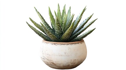Fototapeta premium White Terracotta Pot Containing Aloe Vera Plant
