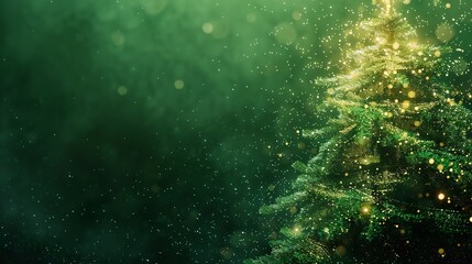 Obraz premium Abstract Christmas Tree on a Green Background, 8K Realistic