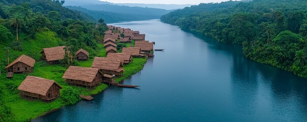 Eco-Friendly Village by Remote River View