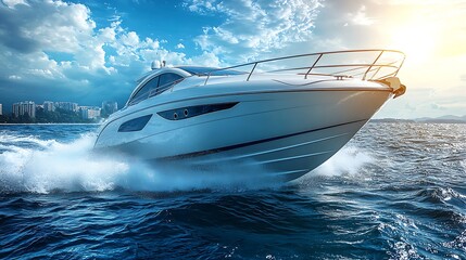 Modern Speedboat Racing Across Choppy Water