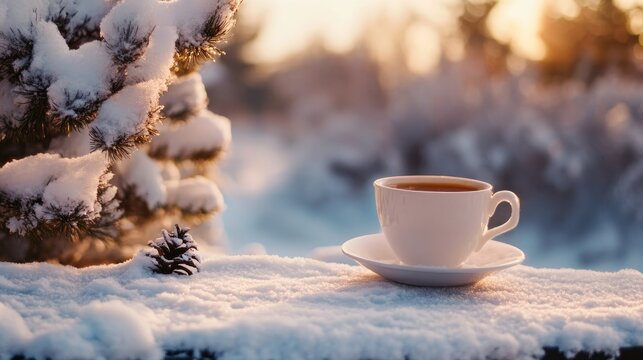 Warm drink pause during a winter journey