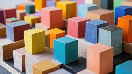Obraz premium Vibrant Wooden Blocks for an Inclusive Design Evaluation Toolkit