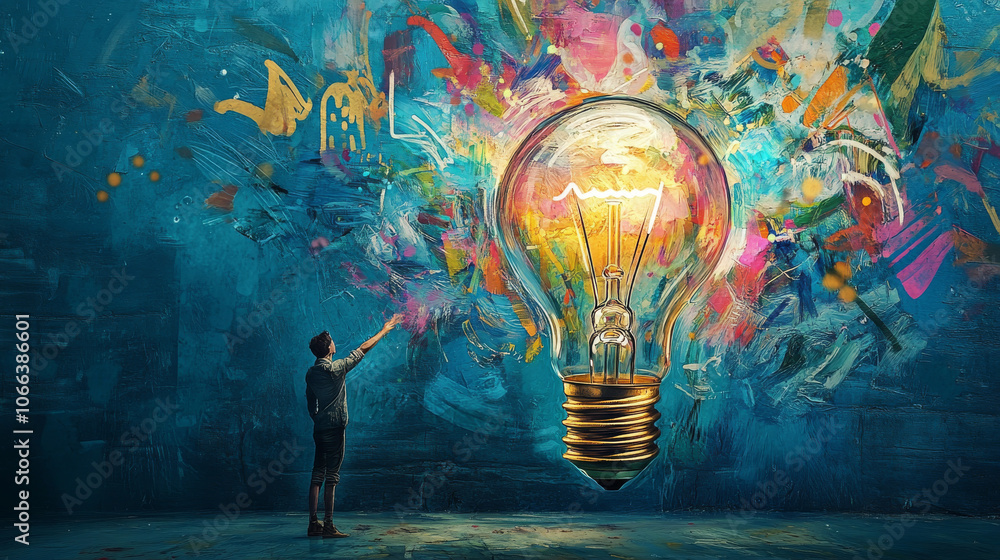 Poster thinking creatively and being flexible like a lightbulb going on.