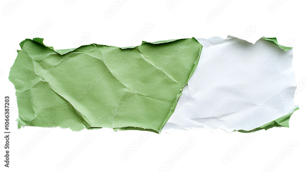 Poster torn green and white paper for using as a text box