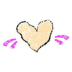 Hand drawn heart scribble crayon. Squiggle, scratch doodle kid heart. Crayon scratch texture shape children kid naive. Vector illustration