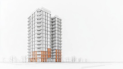 Modern Building Under Construction Sketch Design