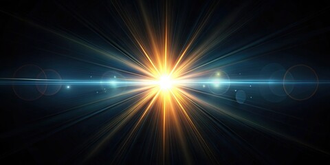Realistic lens flare effect on a dark background, optical lens, flare, realistic, light, effect