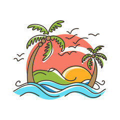 illustration of a tropical island