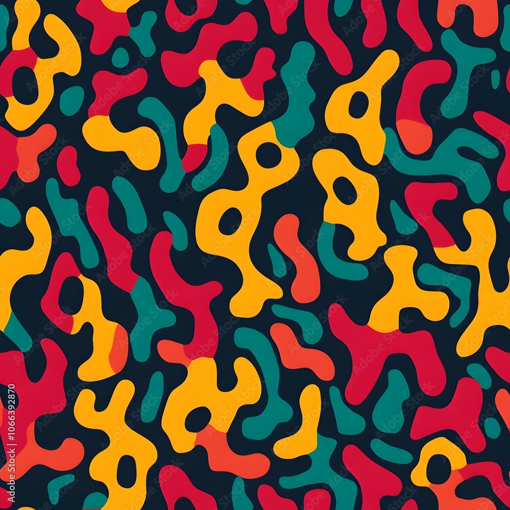 Poster abstract seamless pattern with colorful, organic shapes. perfect for adding a bold and playful touch