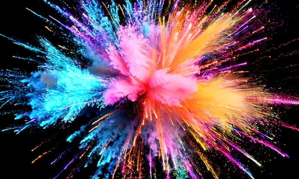 color fireworks on black background