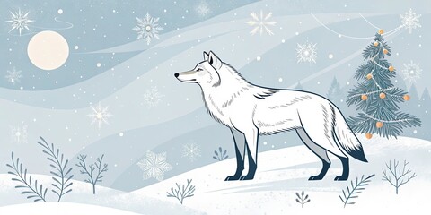 minimalist wolf christmas wallpaper
