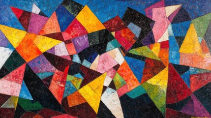 Vibrant Abstract Geometric Painting with Colorful Shapes