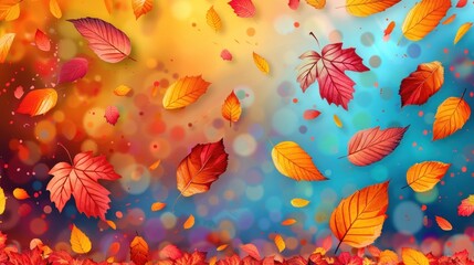 Colorful autumn leaves, red, orange, and yellow, falling against a background of swirling light and color.

Followup question
