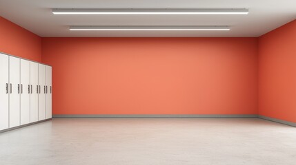Fototapeta premium Bright Gym Locker Room with Colored Walls and Lighting