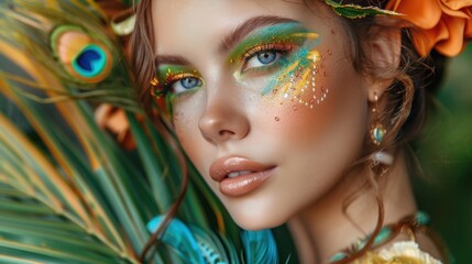 Cultural Fusion: A woman demonstrates the art of cultural fusion, blending modern makeup techniques with traditional beauty methods to create a unique style.
